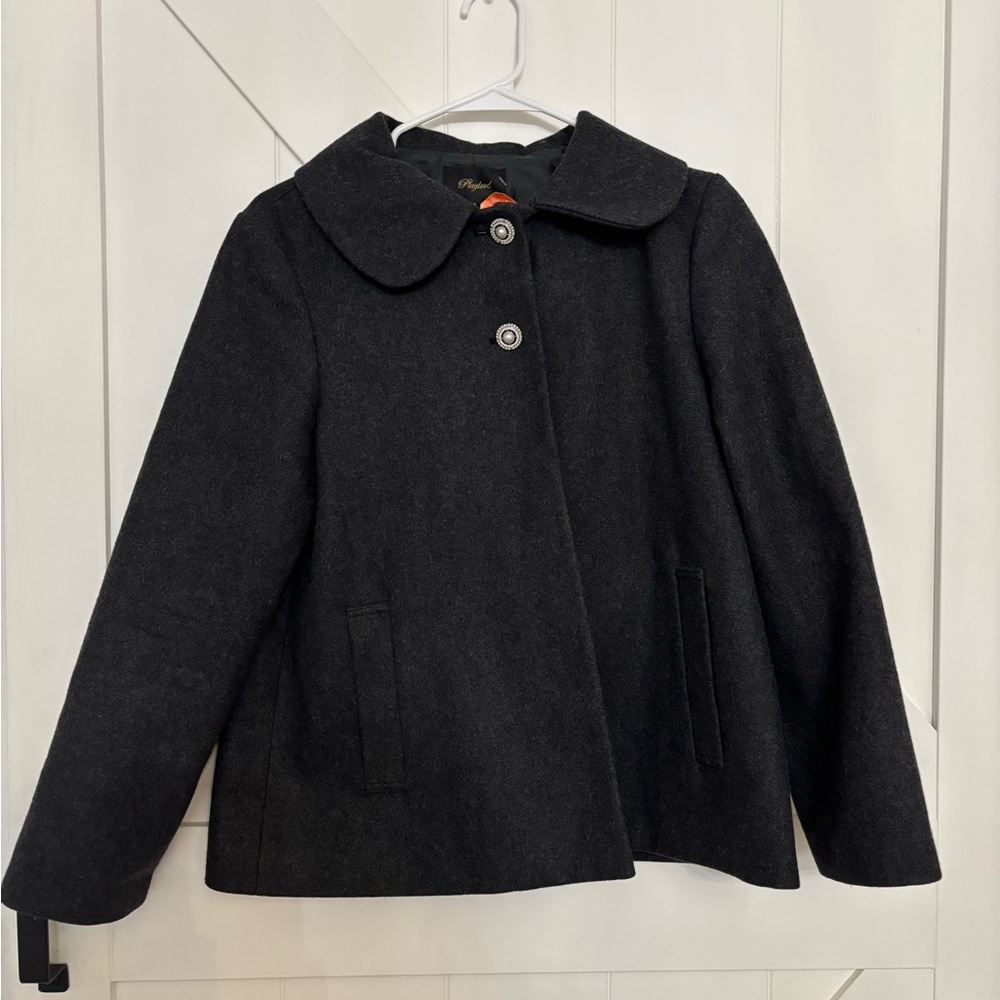 Wool dark grey coat women